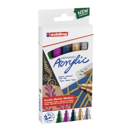Edding 5100 Akrilik Markör 2-3mm Yuvarlak Uç 5li Set Festive