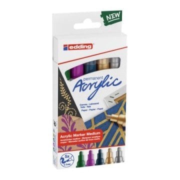 Edding 5100 Akrilik Markör 2-3mm Yuvarlak Uç 5li Set Festive