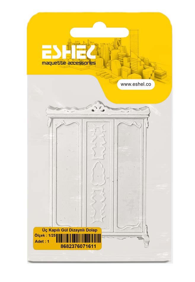 Eshel Maket Kapılı Gül Dizaynlı Dolap 1/25