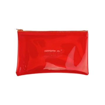 BBack Tek Bölümlü Kalemlik 20x12cm - Şeffaf Kırmızı