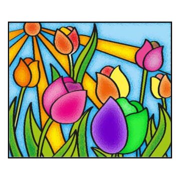 Kumtoys Cam Vitray Glass Painting 22x28cm Laleler CV13