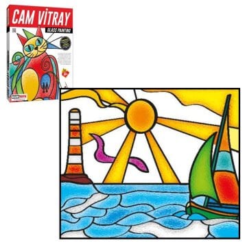 Kumtoys Cam Vitray Glass Painting 22x28cm Deniz Manzarası CV12