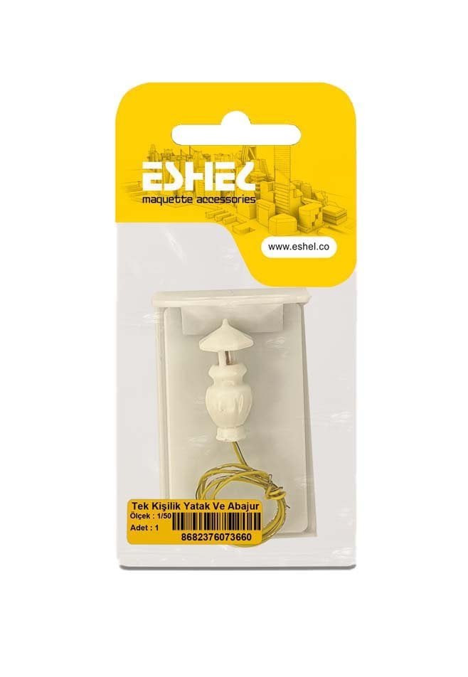 Eshel Maket Tek Kişilik Yatak ve Abajur 1/50