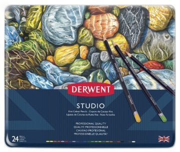 Derwent Studio Pencils Kuru Boya Kalemi 24lü Teneke Kutu
