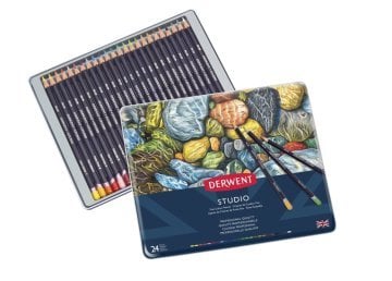 Derwent Studio Pencils Kuruboya Kalemi 24lü Teneke Kutu