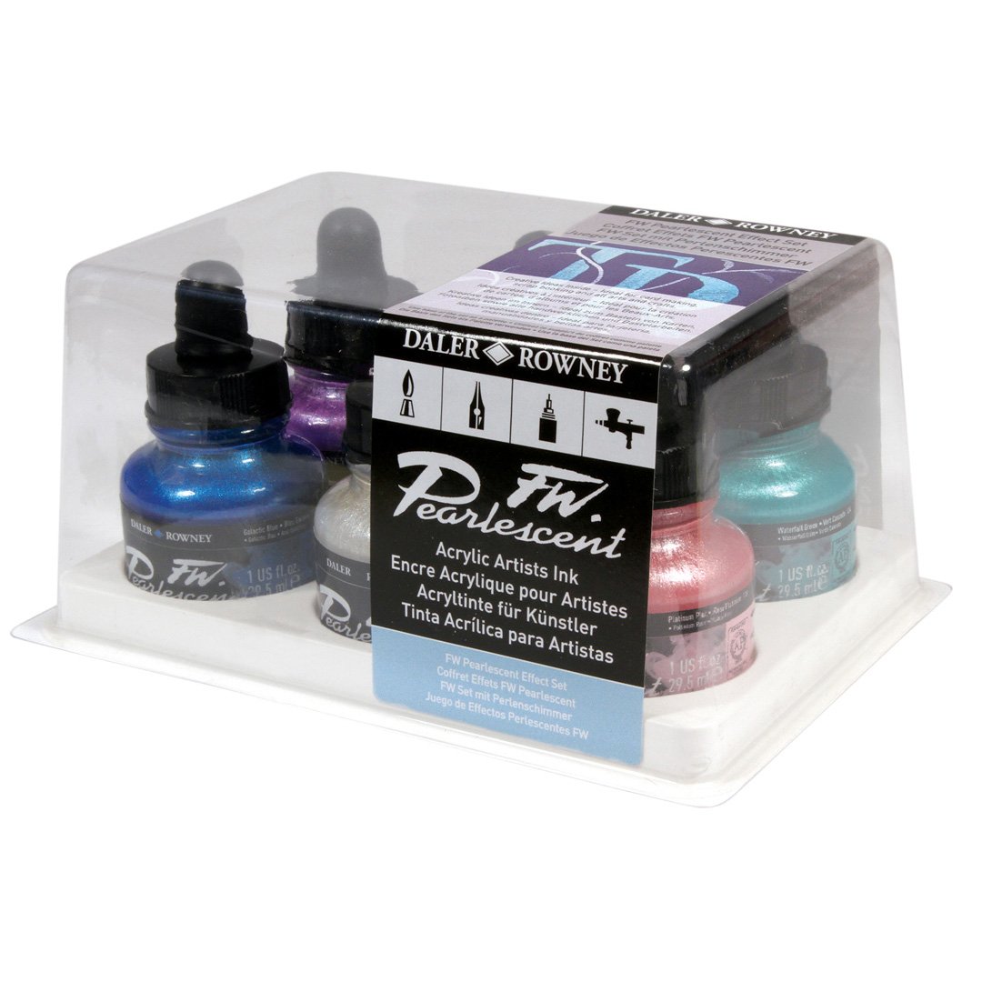 Daler Rowney FW Pearlescent Sıvı Akrilik Mürekkep Boya Seti 6 x 29,5ml