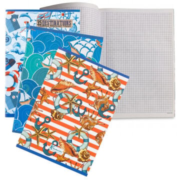 Keskin Color PP Kapak 60gr A4 40yp Kareli Retro Deniz Defter