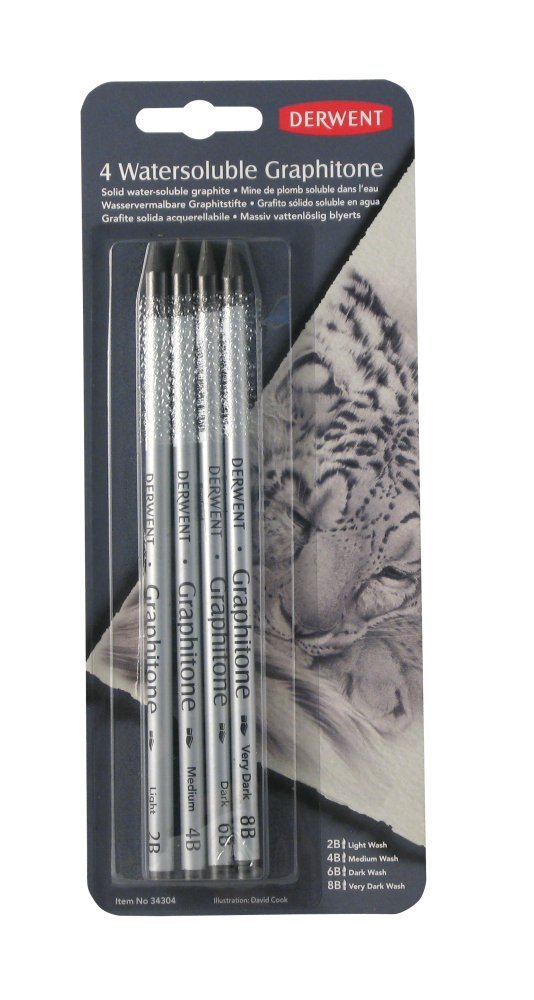 Derwent Watersoluble Graphitone Suda Çözünebilen Ağaçsız Grafit Kalem Seti 4lü Blister