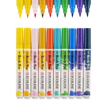 Talens Ecoline Brush Pen 10lu İllüstrasyon