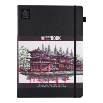 Sakura Eskiz Defteri Sert Kapak Beyaz Kağıt 140gr 21x30cm Siyah