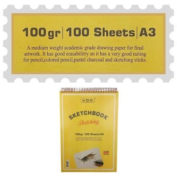 Vox Art Sketchbook Eskiz Defter A3 100gr 100yp İvory Krem