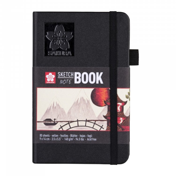 Sakura Eskiz Defteri Sert Kapak Beyaz Kağıt 140gr 9x14cm Siyah