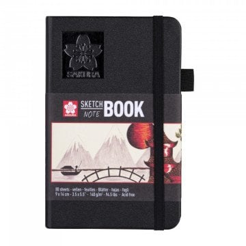 Sakura Eskiz Defteri Sert Kapak Beyaz Kağıt 140gr 9x14cm Siyah