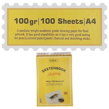 Vox Art Sketchbook Eskiz Defter A4 100gr 100yp İvory Krem