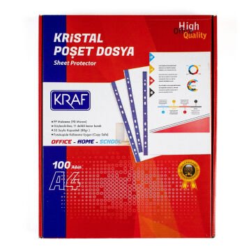Kraf Poşet Dosya A4 Kristal 100lü 1001