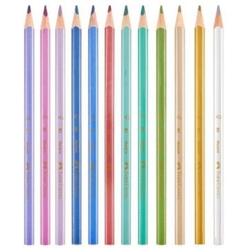 Faber-Castell 12li Tam Boy Üçgen Kuru Boya Kalemi Metalik