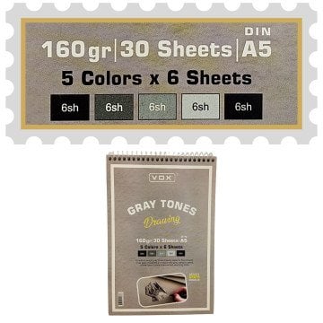 Vox Art Sketchbook Gray Tones A5 160gr 30 Yaprak