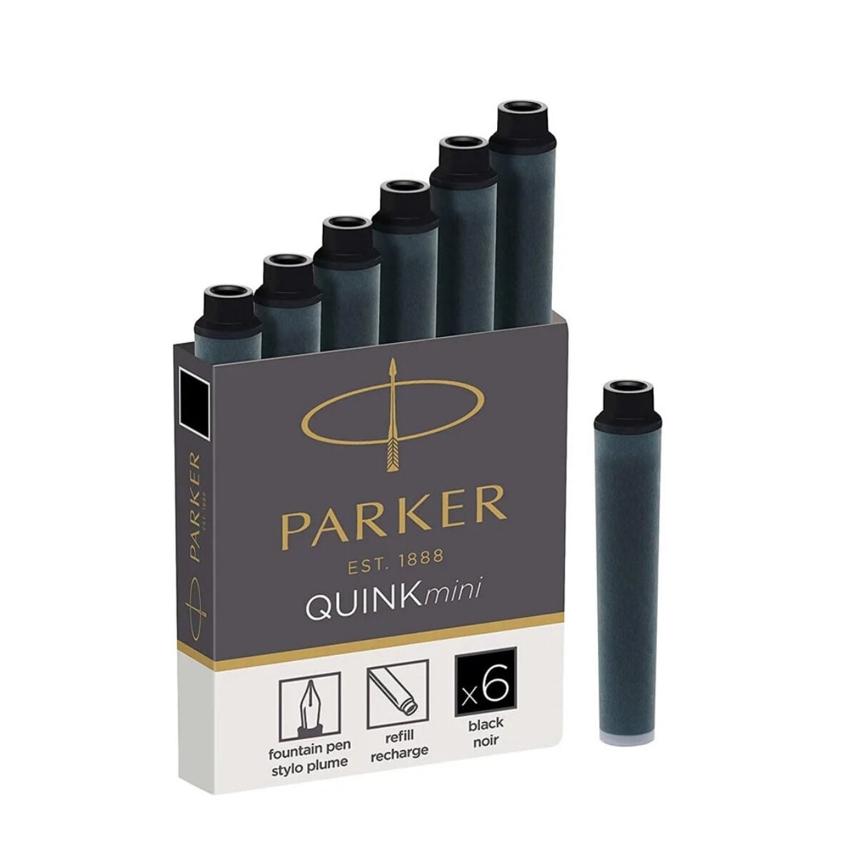 Parker Quink Dolmakalem Mürekkep Kartuşu Mini 5li Siyah