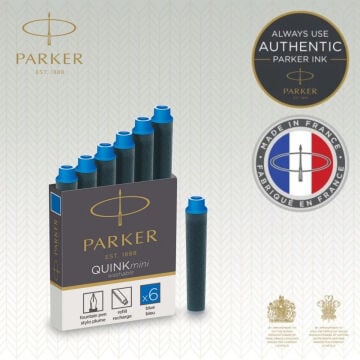 Parker Quink Washable Dolmakalem Mürekkep Kartuşu Mini 5li Mavi