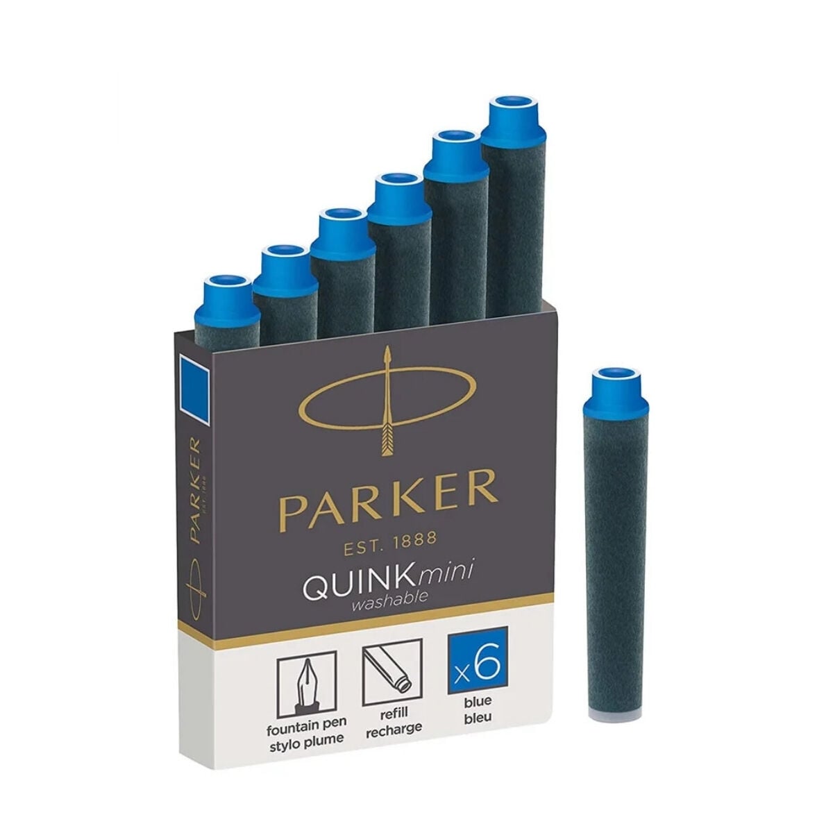 Parker Quink Washable Dolmakalem Mürekkep Kartuşu Mini 5li Mavi