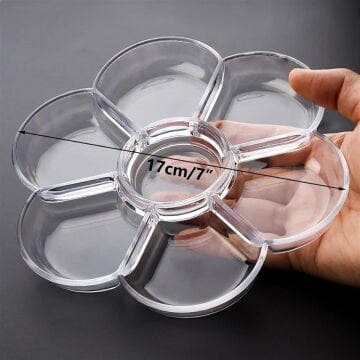 Art Elegant Şeffaf/Beyaz Palet Papatya 17cm 7 Gözlü