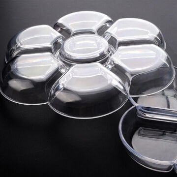 Art Elegant Şeffaf/Beyaz Palet Papatya 17cm 7 Gözlü