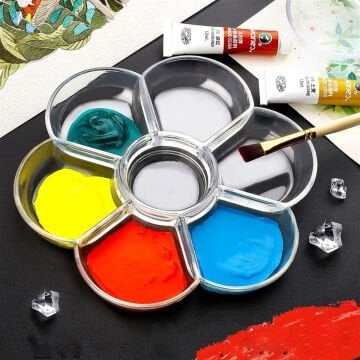 Art Elegant Şeffaf/Beyaz Palet Papatya 17cm 7 Gözlü