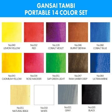 Zig Gansai Tambi Taş Sulu Boya Seti 14 Renk Cep Tipi
