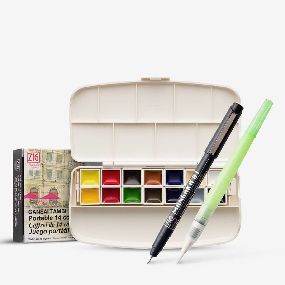 Zig Gansai Tambi Taş Sulu Boya Seti 14 Renk Cep Tipi