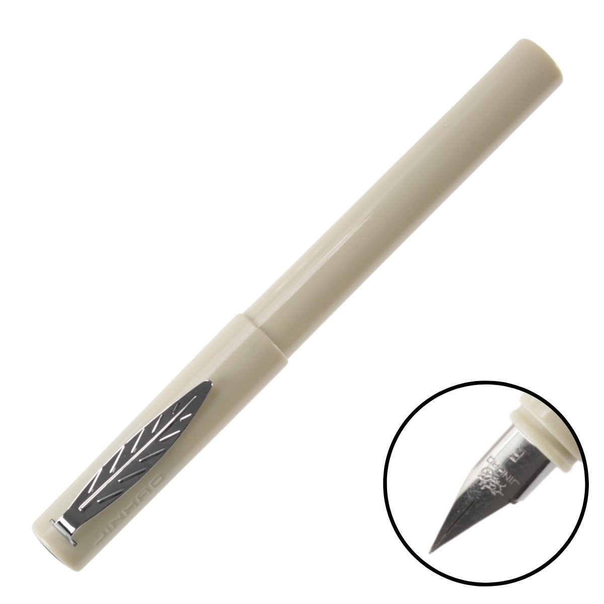 Jinhao Dolma Kalem Yaprak Klipsli Fine Mat Beyaz