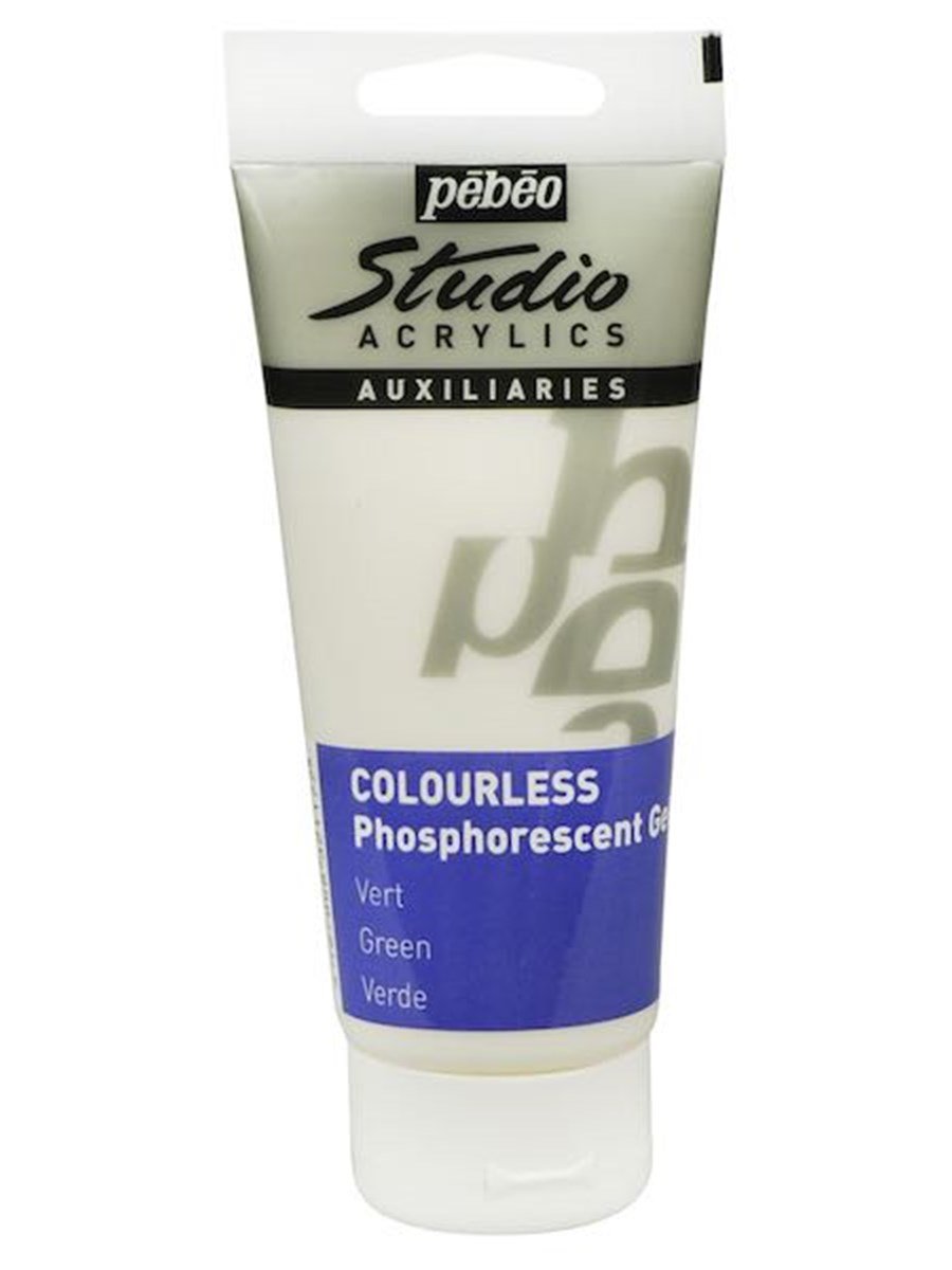 Pebeo Studio Akrilik Boya 100ml 117 Phosphorescent Gel Colourless Green