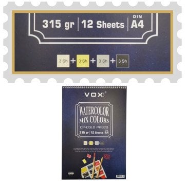 Vox Art Suluboya Sketch Defter A4 315gr 12 Yaprak Renkli