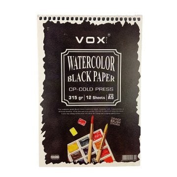 Vox Art Suluboya Sketch Defter A5 315gr 12 Yaprak Black Siyah