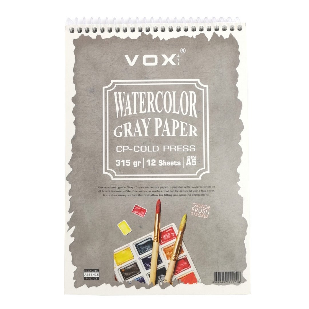 Vox Art Suluboya Sketch Defter A5 315gr 12 Yaprak Grey Gri