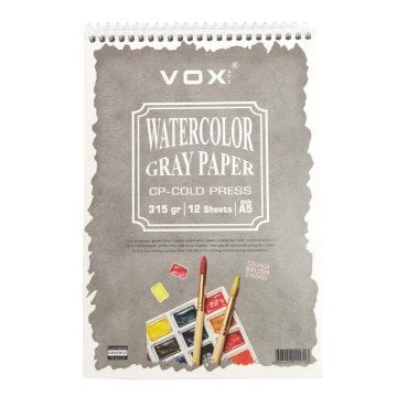 Vox Art Suluboya Sketch Defter A5 315gr 12 Yaprak Grey Gri