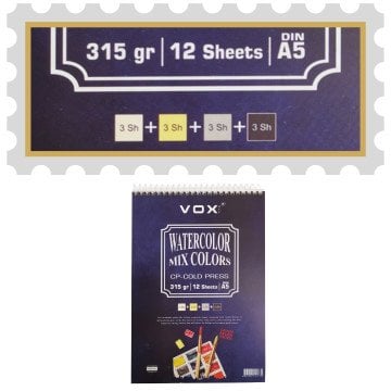 Vox Art Suluboya Sketch Defter A5 315gr 12 Yaprak Renkli