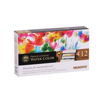 Mungyo Profesyonel Yarım Tablet Sulu Boya Metal Kutu 12li