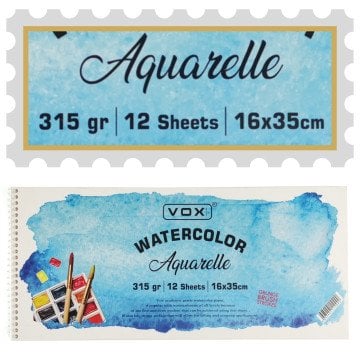 Vox Suluboya Aquarell Resim Defteri 16x35cm 315 Gr 12 Sayfa