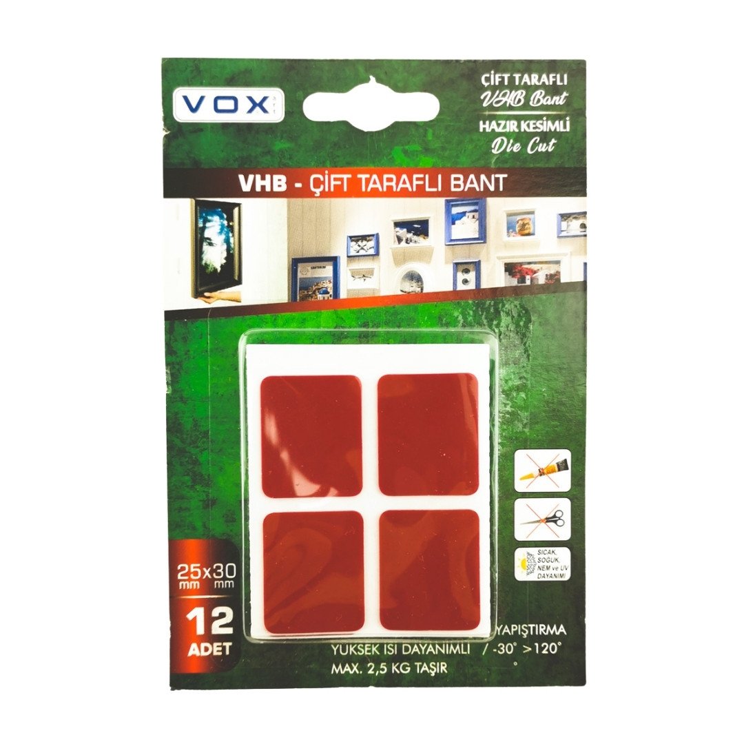 Vox Vhb Çift Taraflı Hazır Kesimli Bant 25x30mm