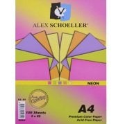 Alex Schoeller Karışık Fon Kartonu Neon Renkler A4 100'lü Paket