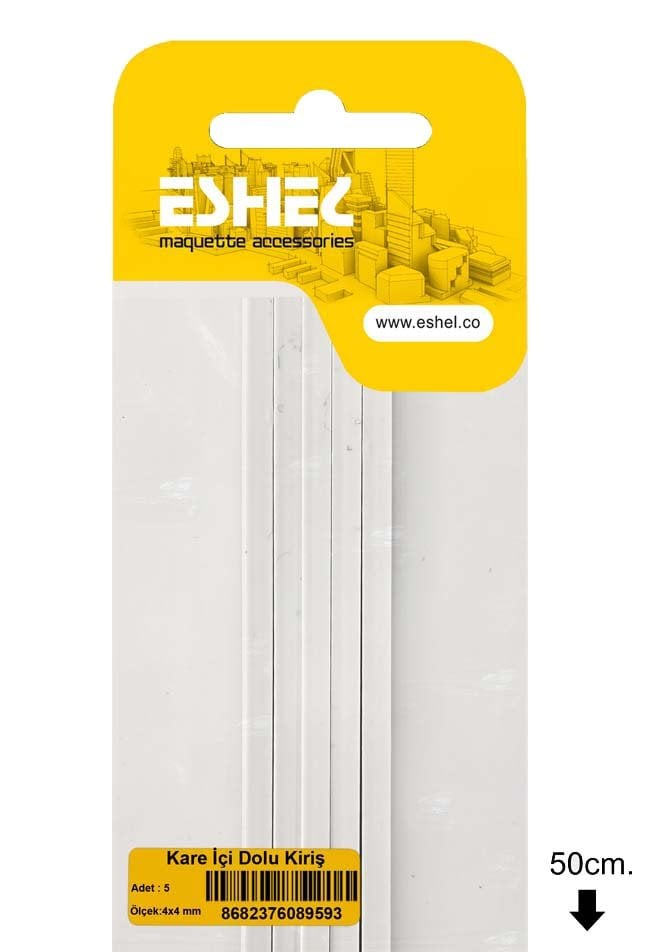 Eshel Maket Kare İçi Oyuk Kiriş 4x4mm 5li