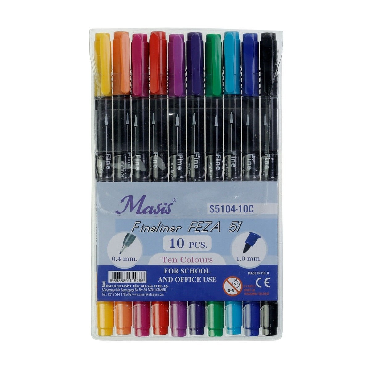 Masis Fineliner Feza 51 Çift Uçlu Kalem Seti 10lu