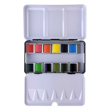 Art Elegant Taş Sulu Boya 12li Metal Kutu