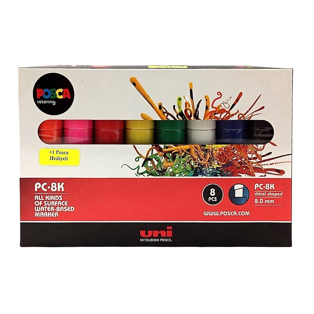Uni Posca Pc-8k Su Bazlı Marker 8.0mm 7+1li Ana Renkler