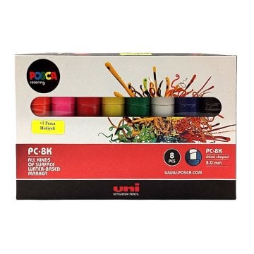 Uni Posca Pc-8k Su Bazlı Marker 8.0mm 7+1li Ana Renkler