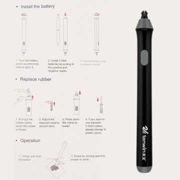 Tenwin Profesyonel Pilli Silgi Yedekli Set