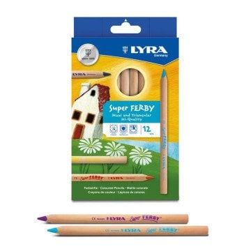 Lyra Super Ferby Triangular Jumbo Kuru Boya Kalem 12 Renk