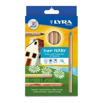 Lyra Super Ferby Triangular Jumbo Kuru Boya Kalem 12 Renk