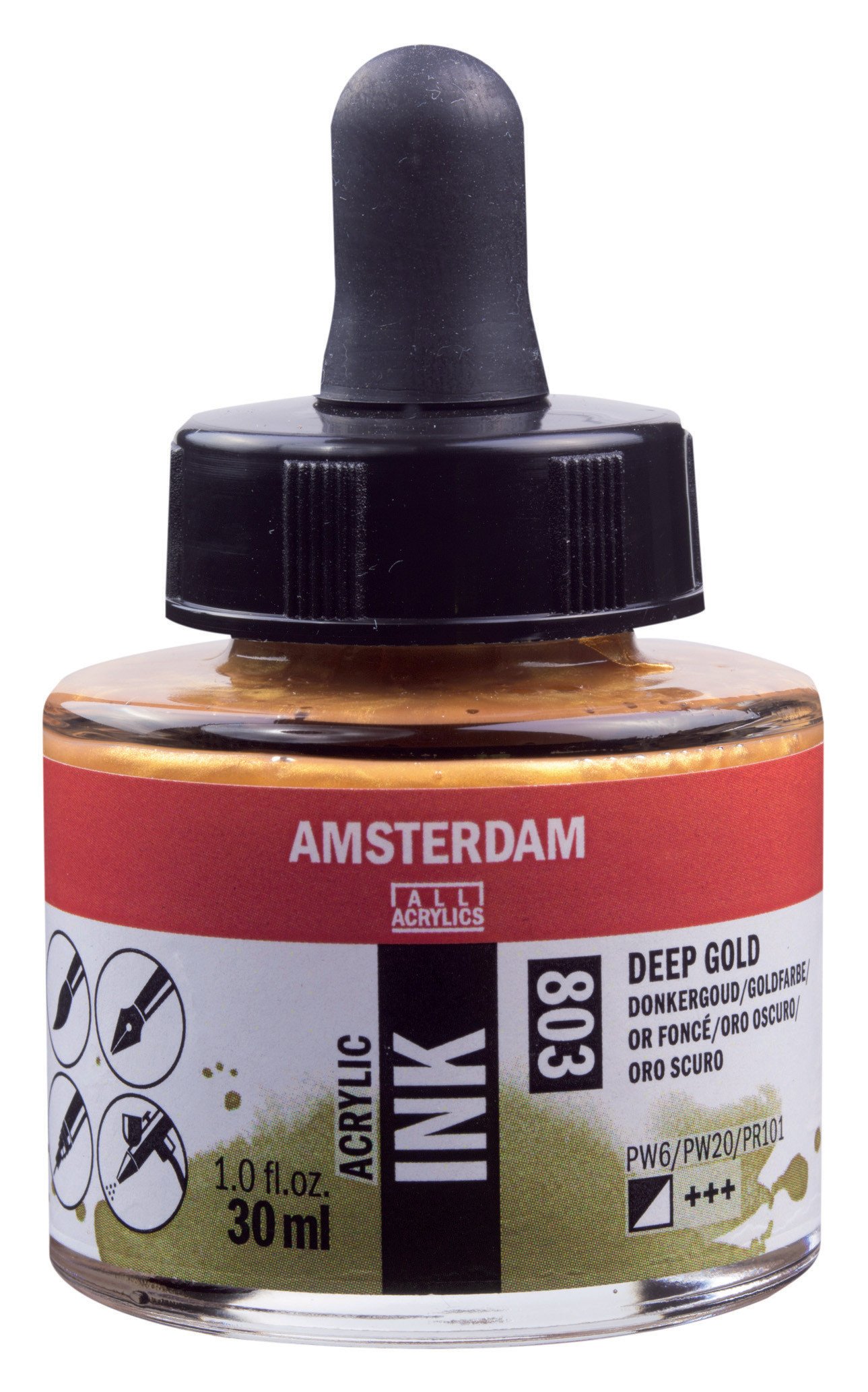 Amsterdam Sıvı Akrilik Mürekkep Boya 30ml 803 Deep Gold