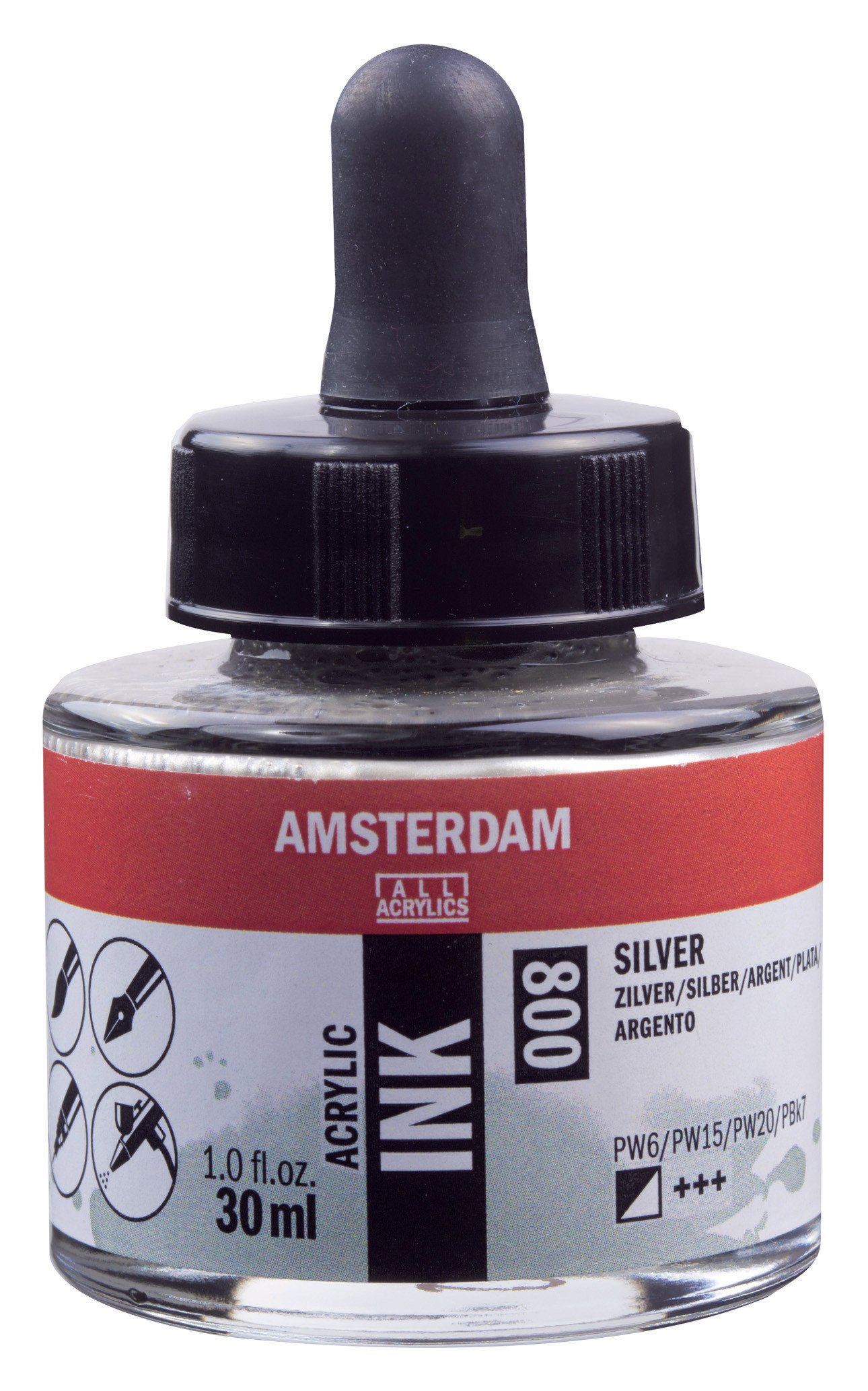 Amsterdam Sıvı Akrilik Mürekkep Boya 30ml 800 Silver
